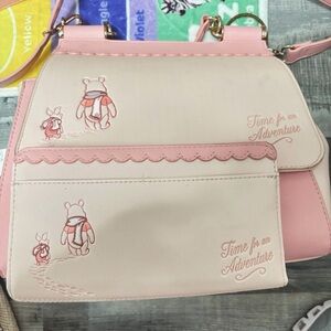 Loungefly Disney Winnie the Pooh Piglet and Pooh Pink Crossbody Bag